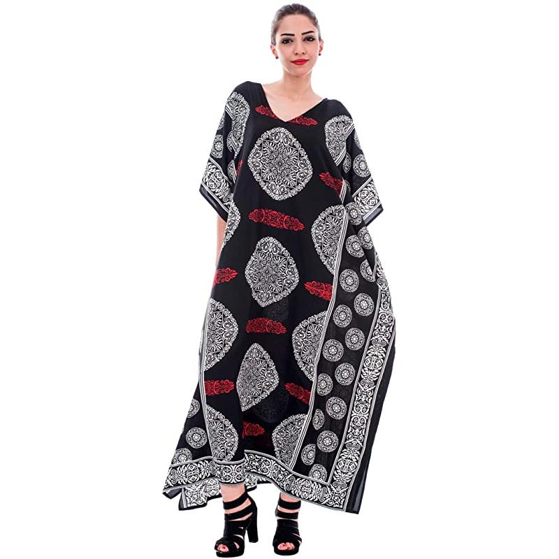 Abito lungo stile maxi, caftano stampato, abito da spiaggia per donna taglie forti, abito da sera