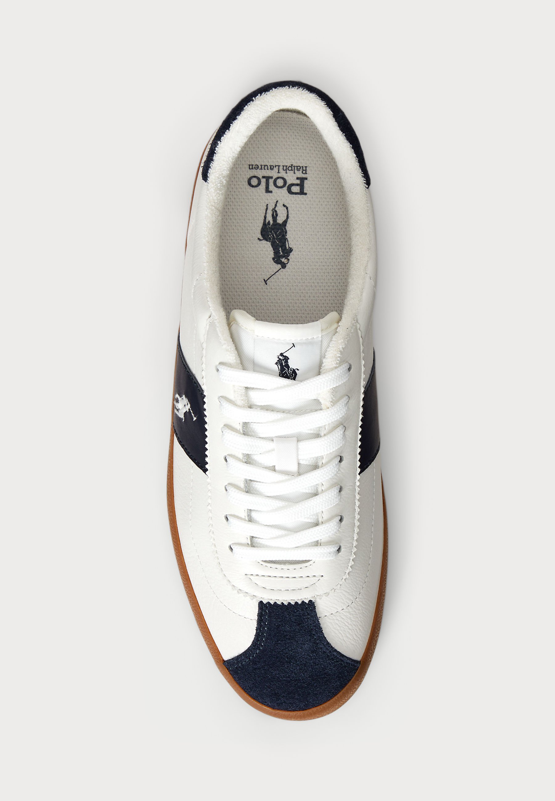 Polo Ralph Lauren COURT VULC LEATHER-SUEDE SNEAKER UNISEX - Sneakers - deckwash wit/marineblauw