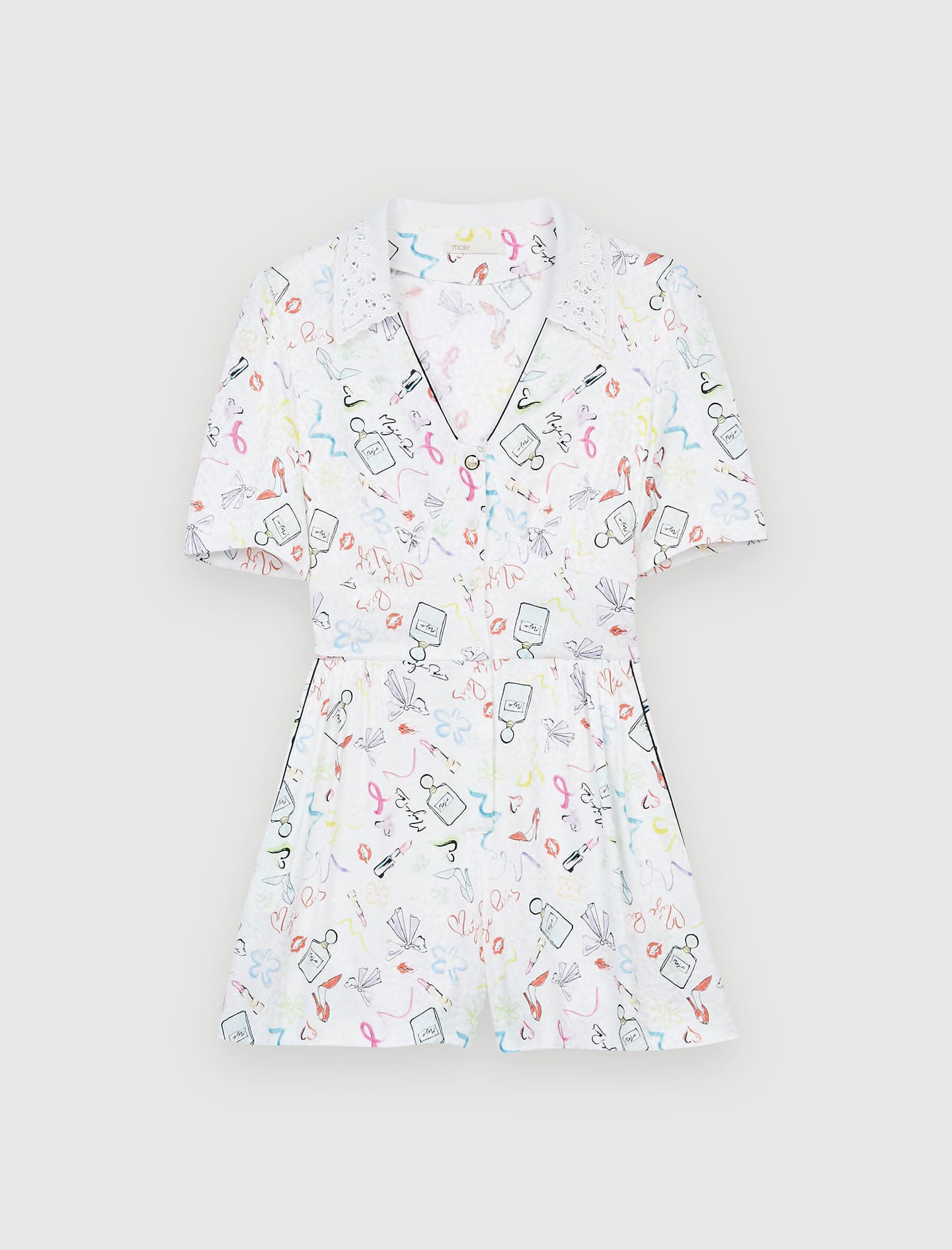 Bedrukte jacquard korte jumpsuit - Make-up
