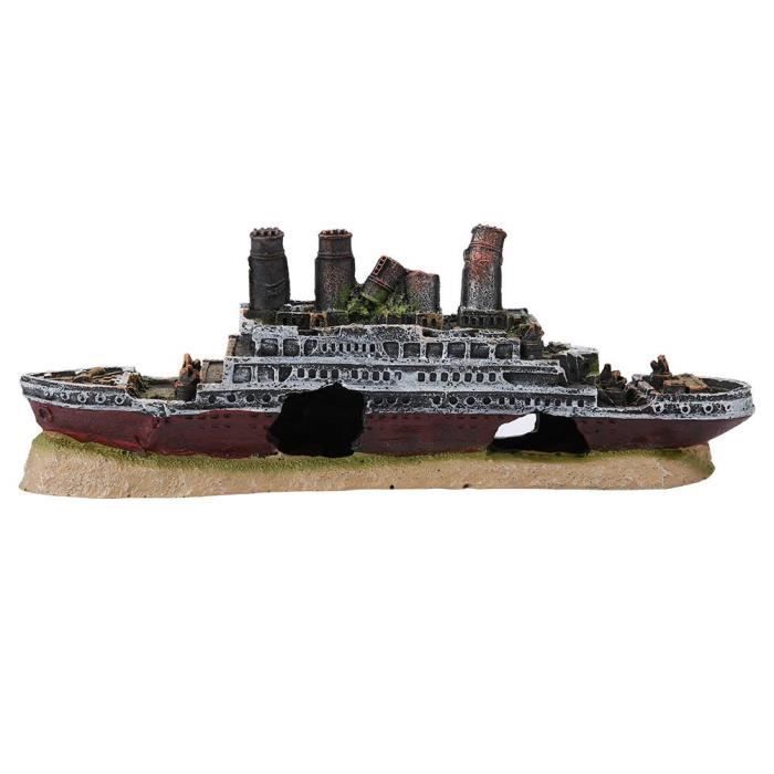 Décoration aquarium - Titanic - Épave - Plastique non toxique - Simulation réaliste - Aménagement paysager