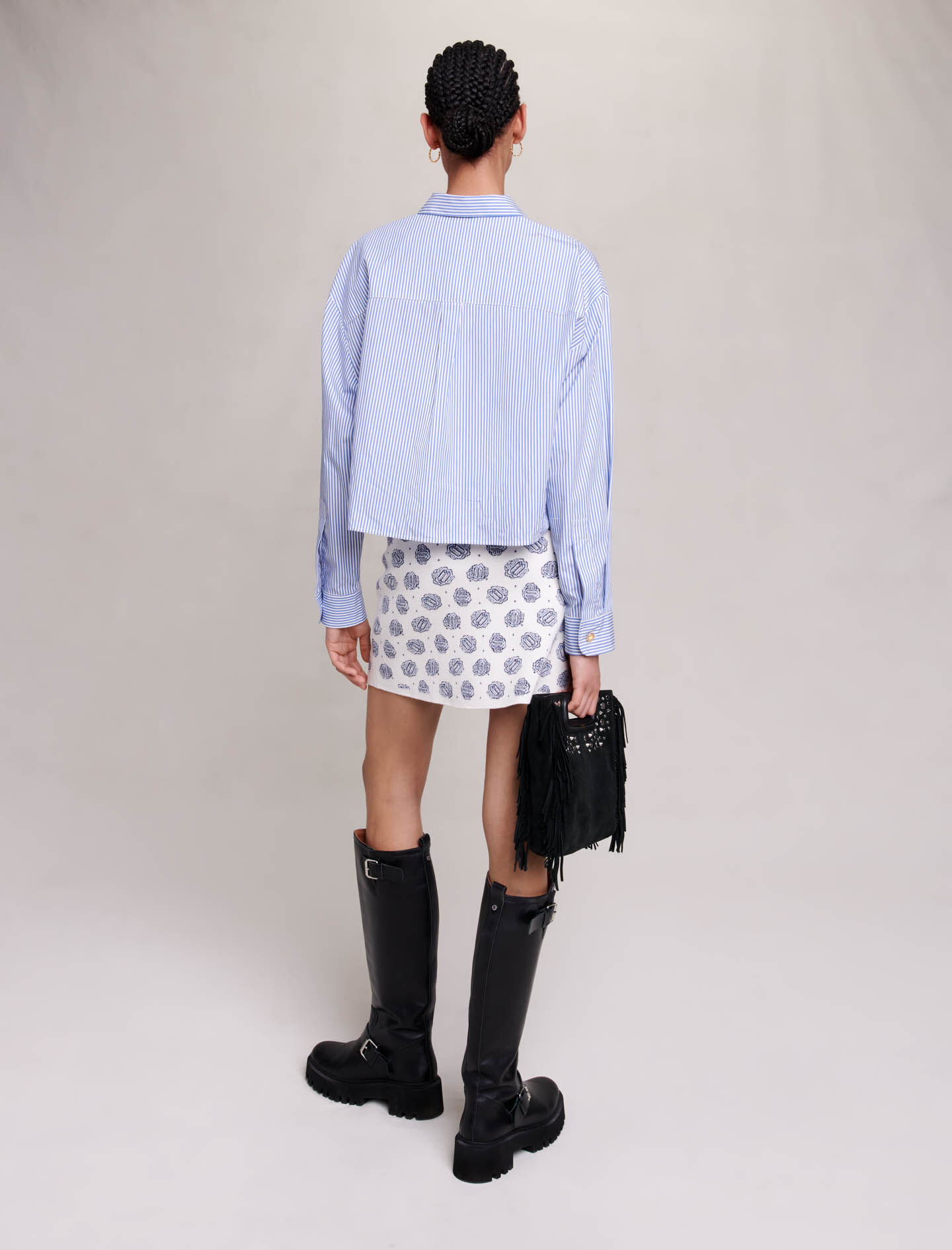 Fusta Tricotă Monogramă-Monogram Clover écru/bleu