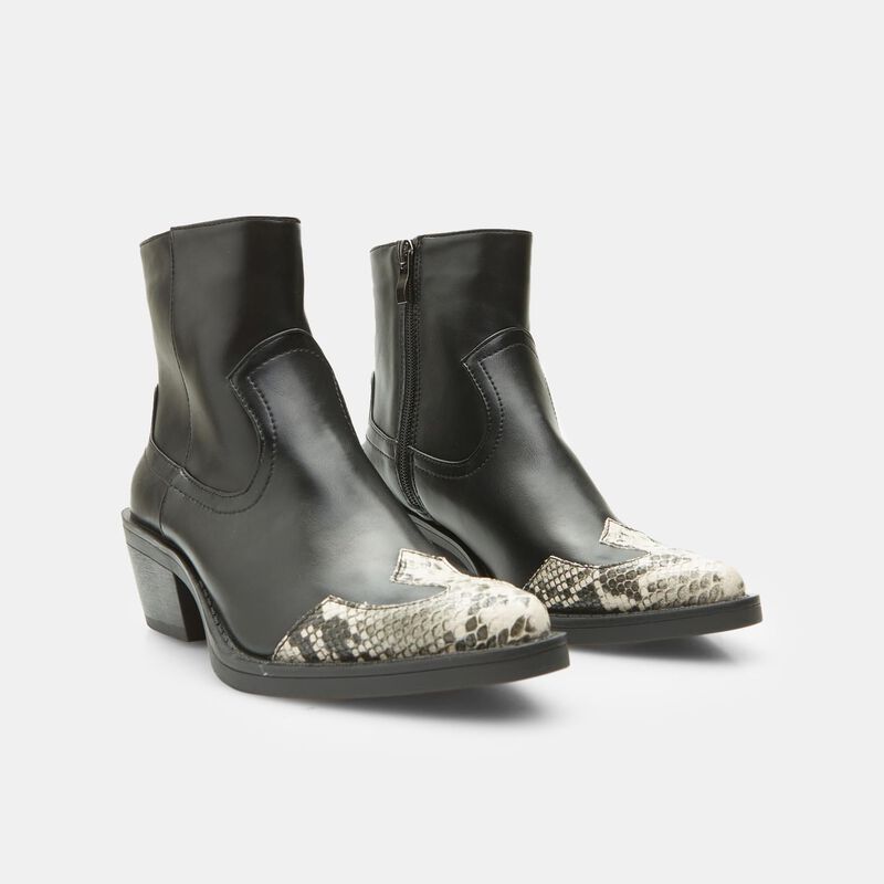 Buty damskie Bata Red Label z nadrukiem w kształcie pytona na pięcie i palcach w kolorze Texan