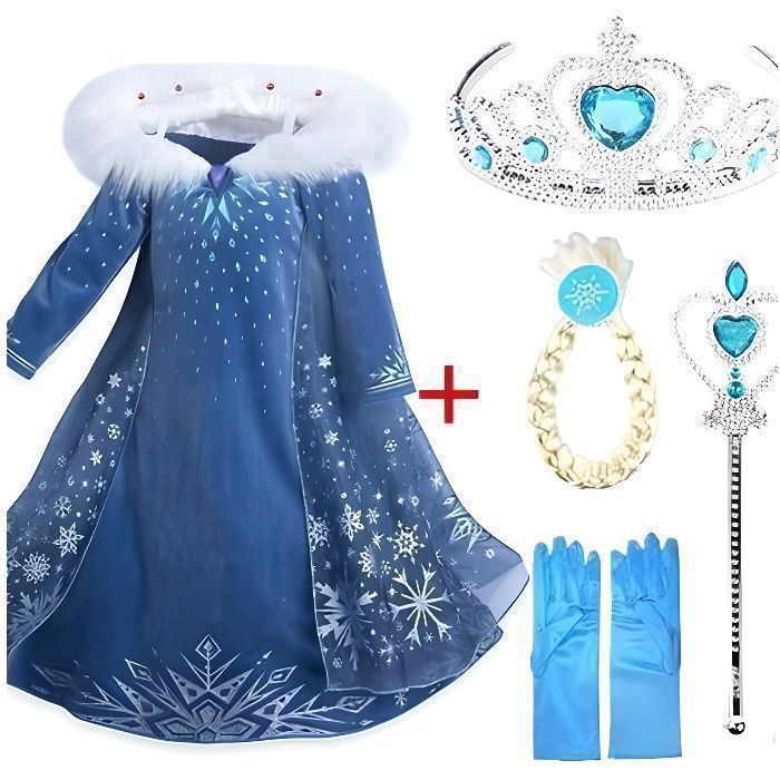 Luxe prinsessen Halloweenkostuum: sneeuwvlokken cosplayjurk met haaraccessoire voor meisjes