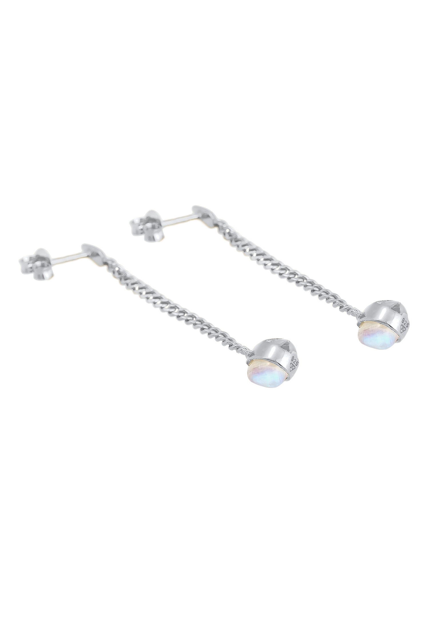 Elli PREMIUM Boucles d'oreilles pour femmes en chaîne élégante tendance avec pierre de lune en argent sterling 925