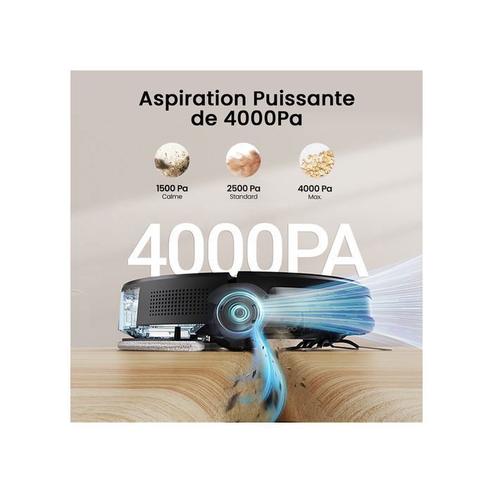 Vactidy Cleanova W7 - 4000 Pa 3-in-1 robotstofzuiger en -dweil - 120 min looptijd - Verbonden met Alexa/app/IFTTT - Ultrastil 55 dB