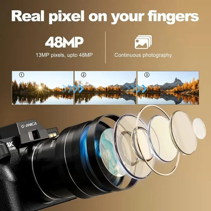 Digital cameras for 4K photography, 48MP with autofocus, vlogging camera including 32GB TF card & 2 batteries