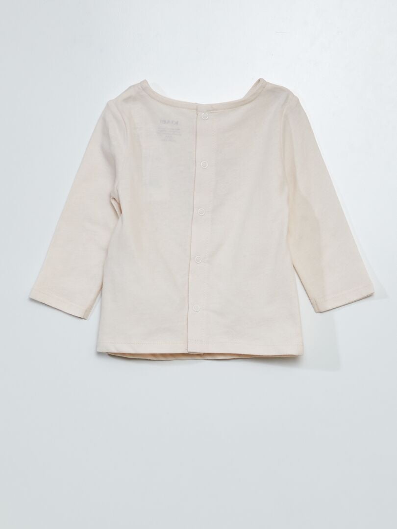 Bouclé T-shirt met lange mouwen en print - ROZE