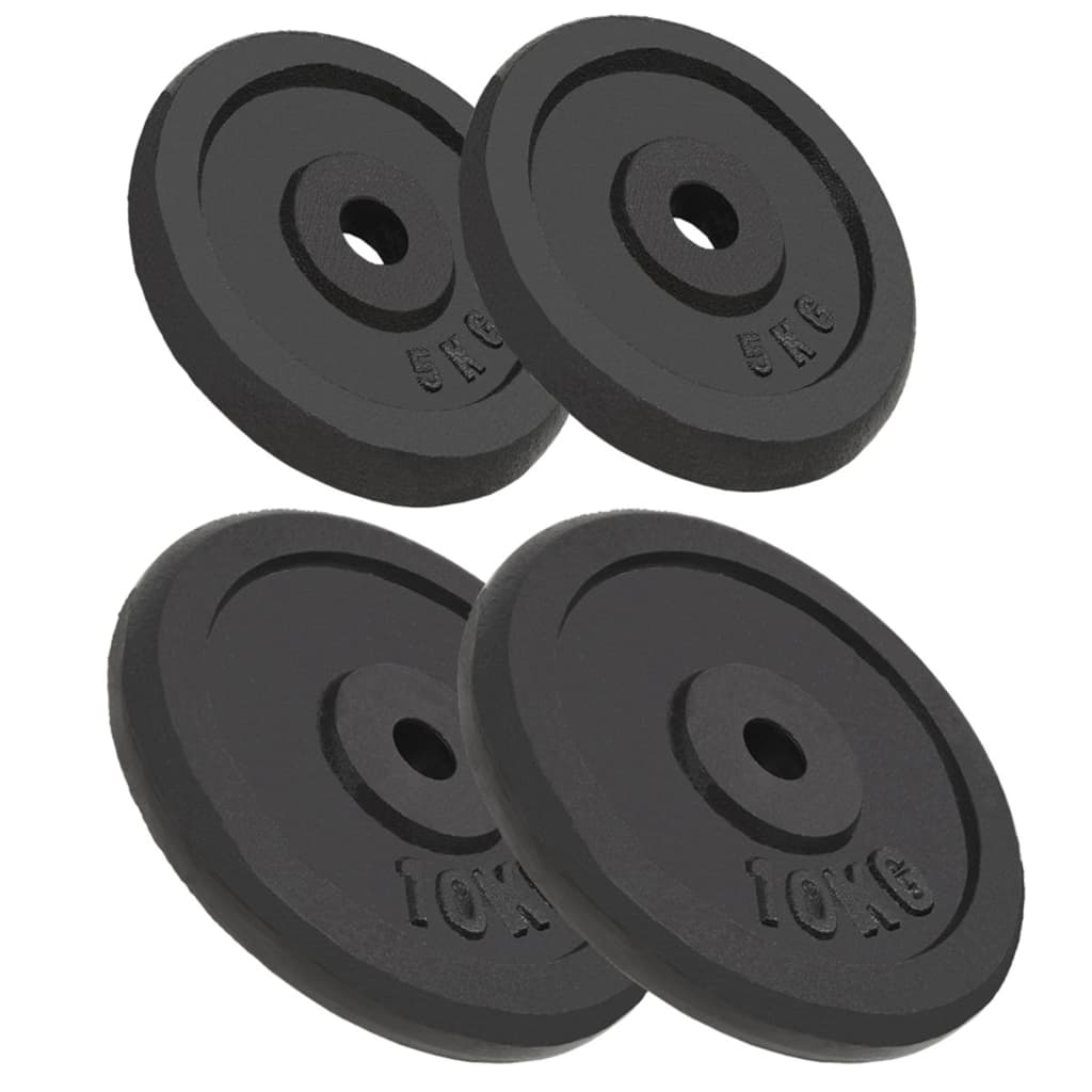  Vidaxl Gewichtsscheiben aus Gusseisen, 4 Stück (2 x 10 kg + 2 x 5 kg)