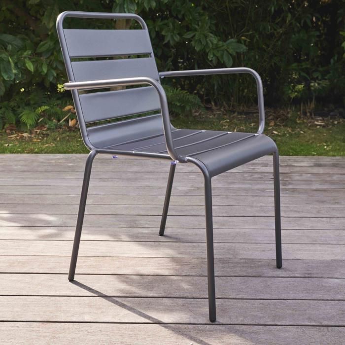 Palavas antracietgrijze metalen tuinstoel, Oviala
