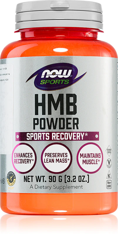 Suplemento alimentar em pó HMB da NOW Foods para recuperação muscular