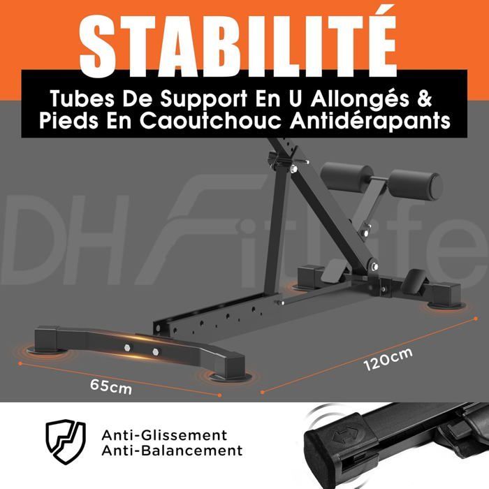 DH FitLife 5-en-1 Hyperextension Chaise Romaine pour Entraînement Abdominal et Lombaire, Réglable jusqu'à 150 kg
