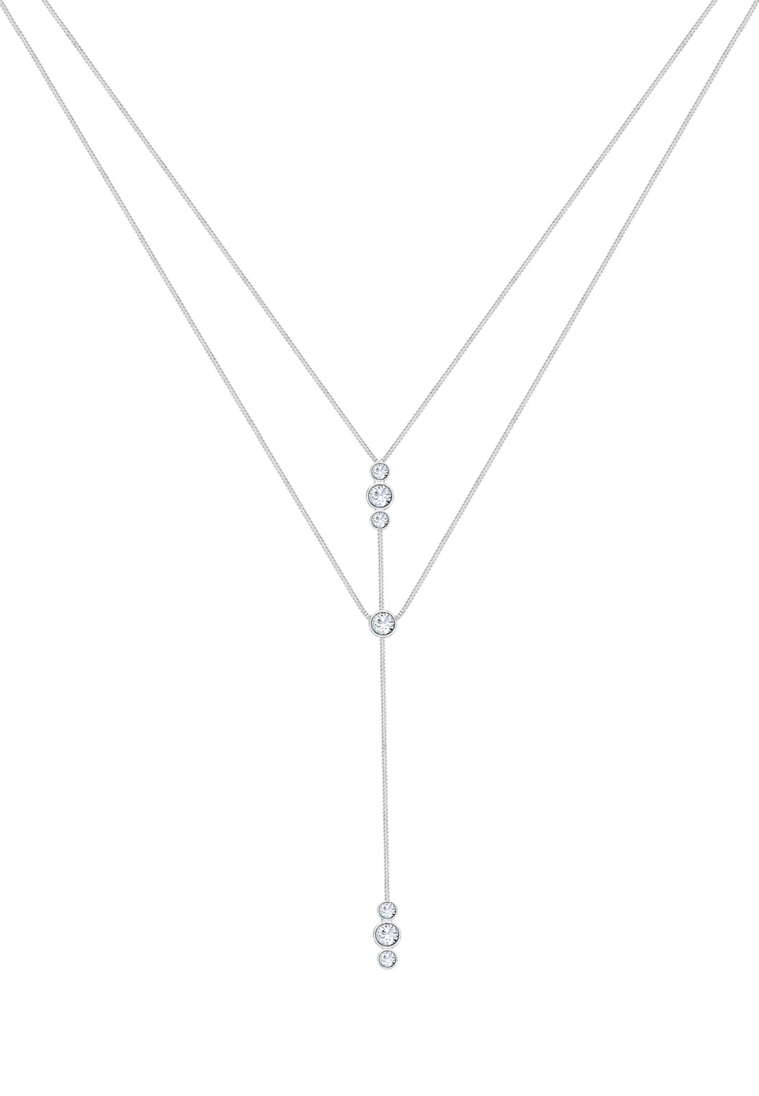 Elli Femmes Chaîne en Y Géo Couches avec Cristaux en Argent Sterling 925