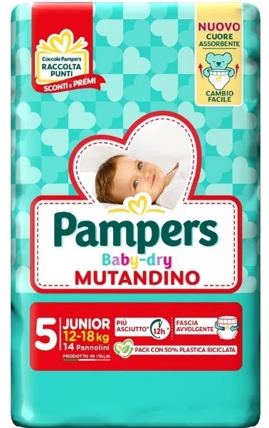 PAMPERS Baby Dry luiers Junior, kleine verpakking van 14 stuks, maat 5 (12-18 kg)