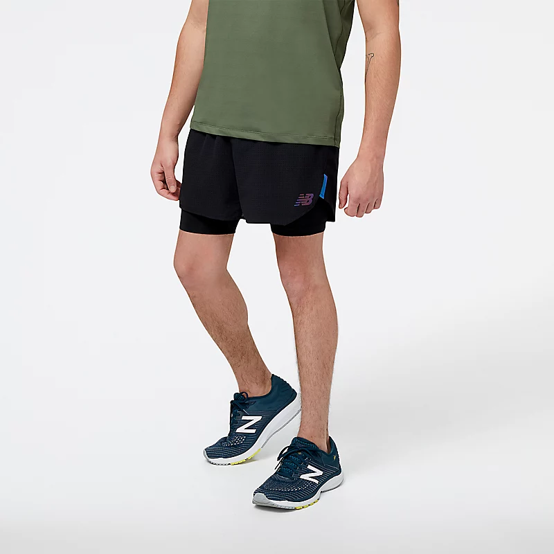 Heren Q Speed 5-inch 2-in-1 shorts - Zwart