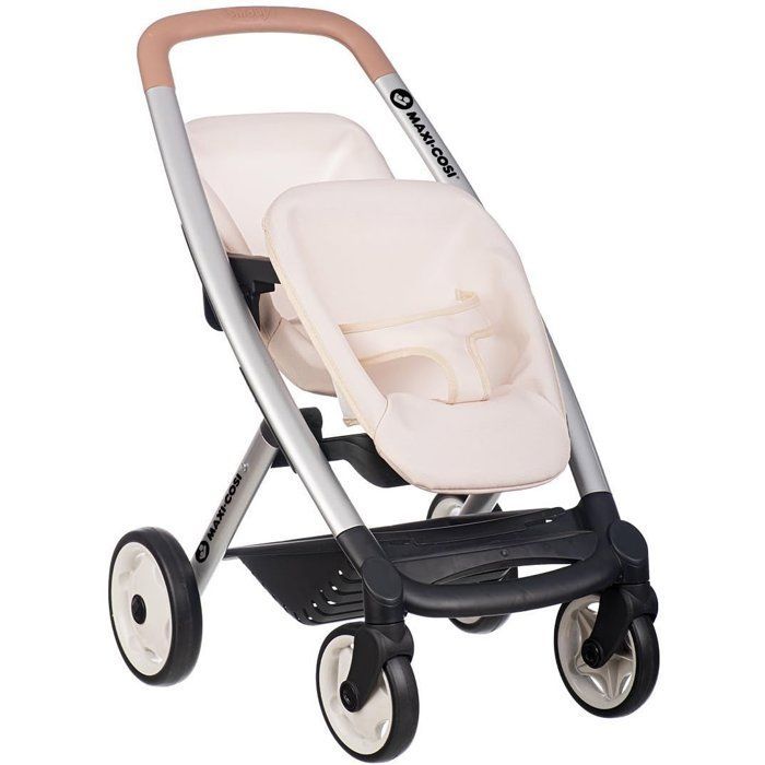 SMOBY - Maxi cosi - Poussette Jumeaux beige  - Pour poupon - Dès 3 ans
