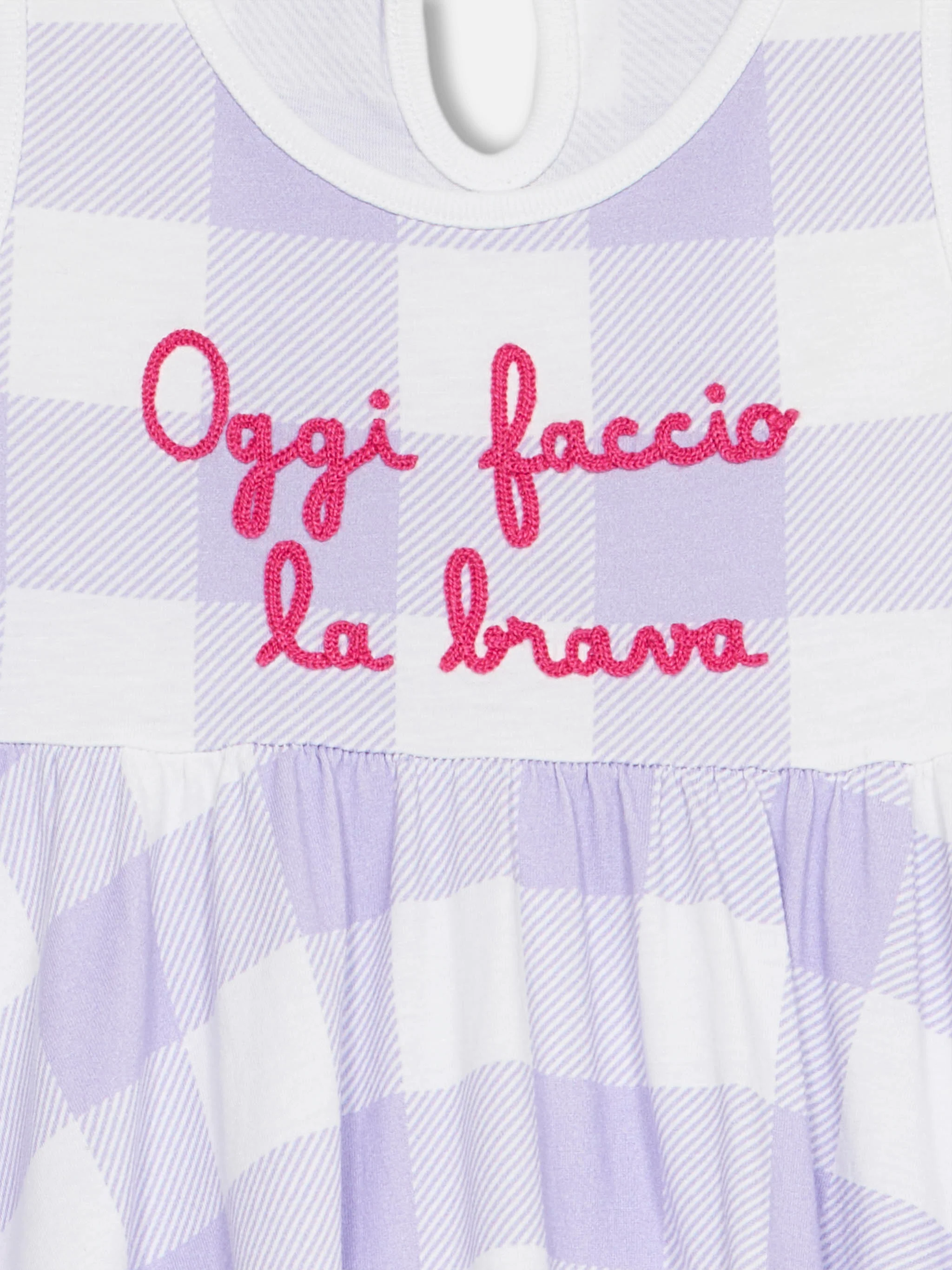 Abito da bambina in cotone Masha con stampa e ricamo 