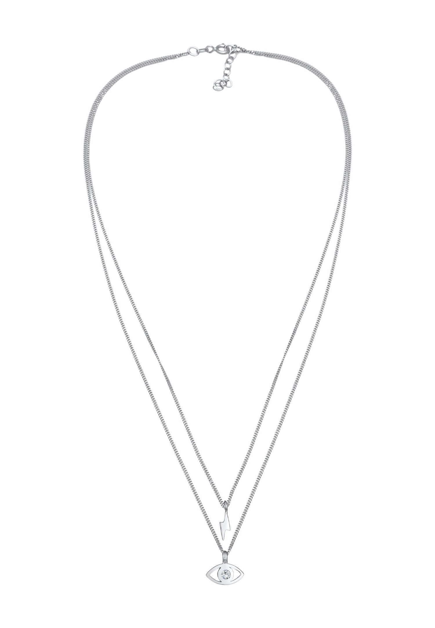 Elli Femmes couches Evil Eye foudre pendentif tendance avec cristaux en argent sterling 925