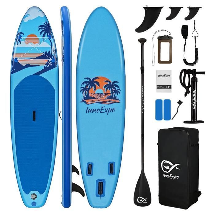 InnoExpo SUPIE70A – Tavola da paddle gonfiabile unisex per adulti: 335×83×15 cm, portata massima 190 kg, ideale per gite e avventure in famiglia.