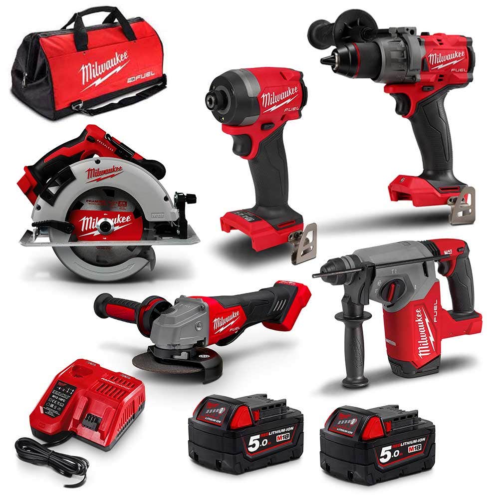 Pacote de baterias MILWAUKEE FUEL™ 18V com 5 peças: 2 x 5,0 Ah M18FPP5A3502B
