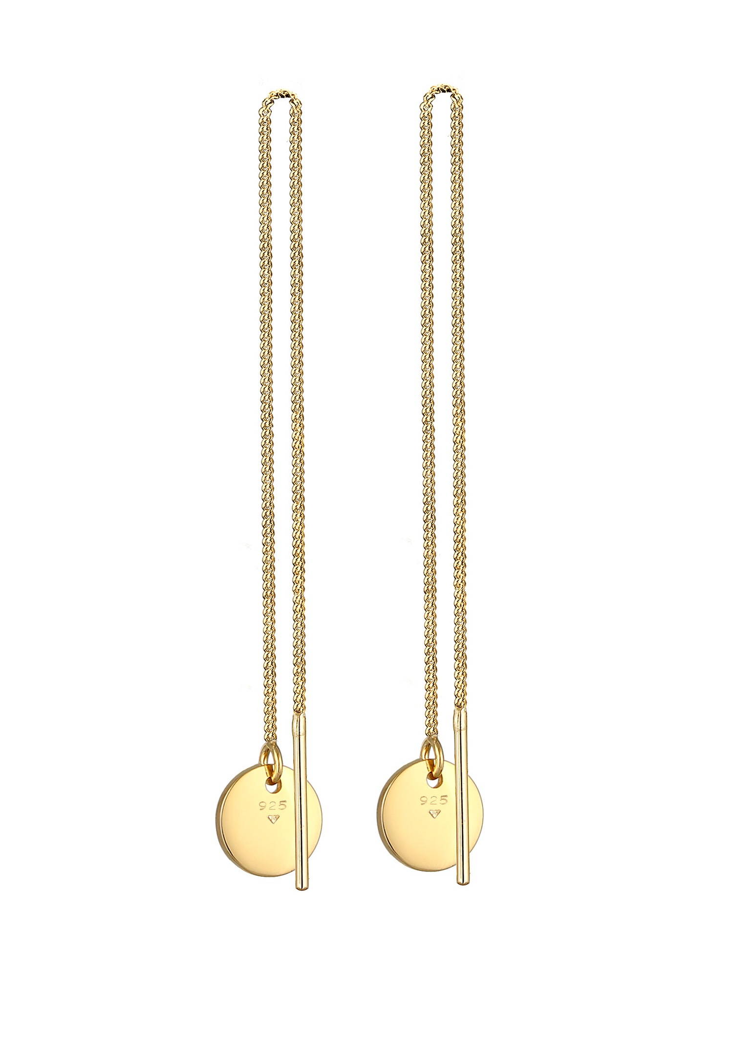 Elli Plaquettes Cercle Passer Par Trend Blogegr Boucles d'Oreilles Femme - (925/1000) Argent Plaqué Or