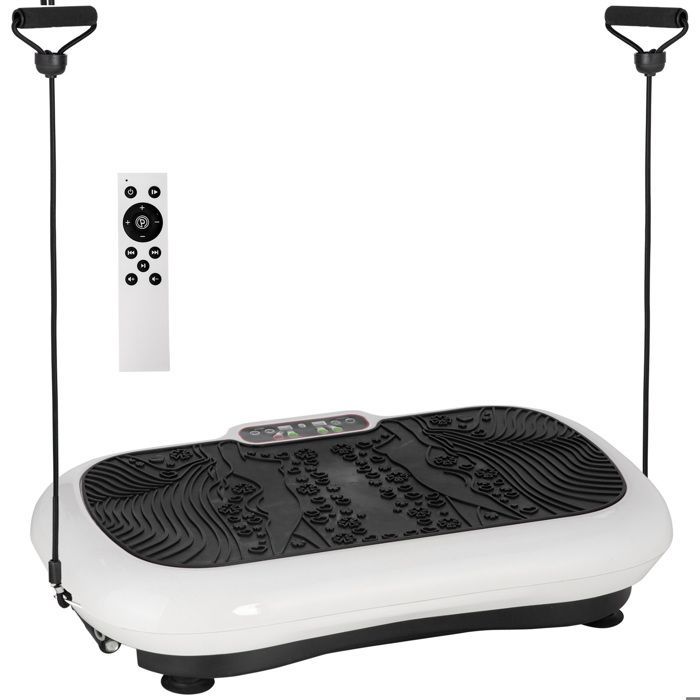 Plataforma vibratoria para fitness, 99 niveles de vibración, 200 W, blanca