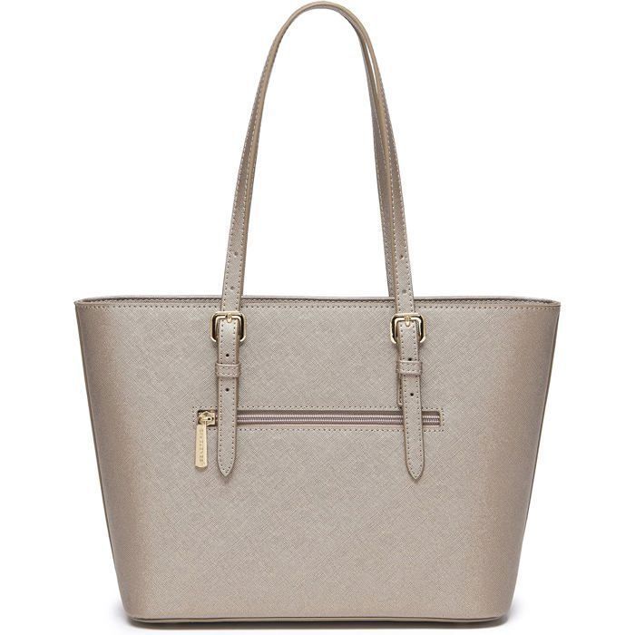David Jones – Damen-Einkaufstasche – Schultertasche aus PU-Leder mit langem Henkel – Mittlere Größe – Silber