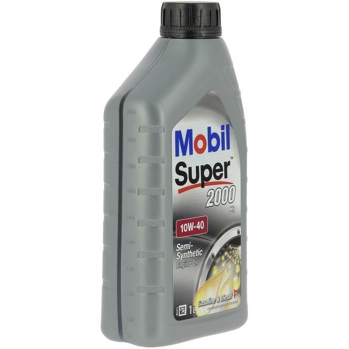 Aceite sintético para motor 10W-40 - MOBIL - Super 2000 X1 - Lata de 1L - Alto rendimiento anticontaminación