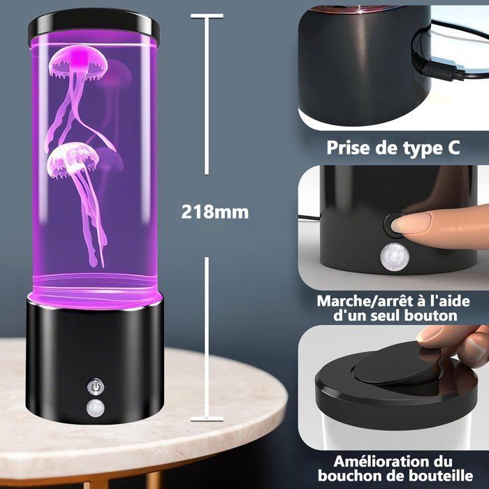Jouet Enfant Lampe Meduse,Télécommande,Jellyfish Lampes à lave 17Effets de Lumière,Méduse pour Chambre des Enfants Maison Bureau