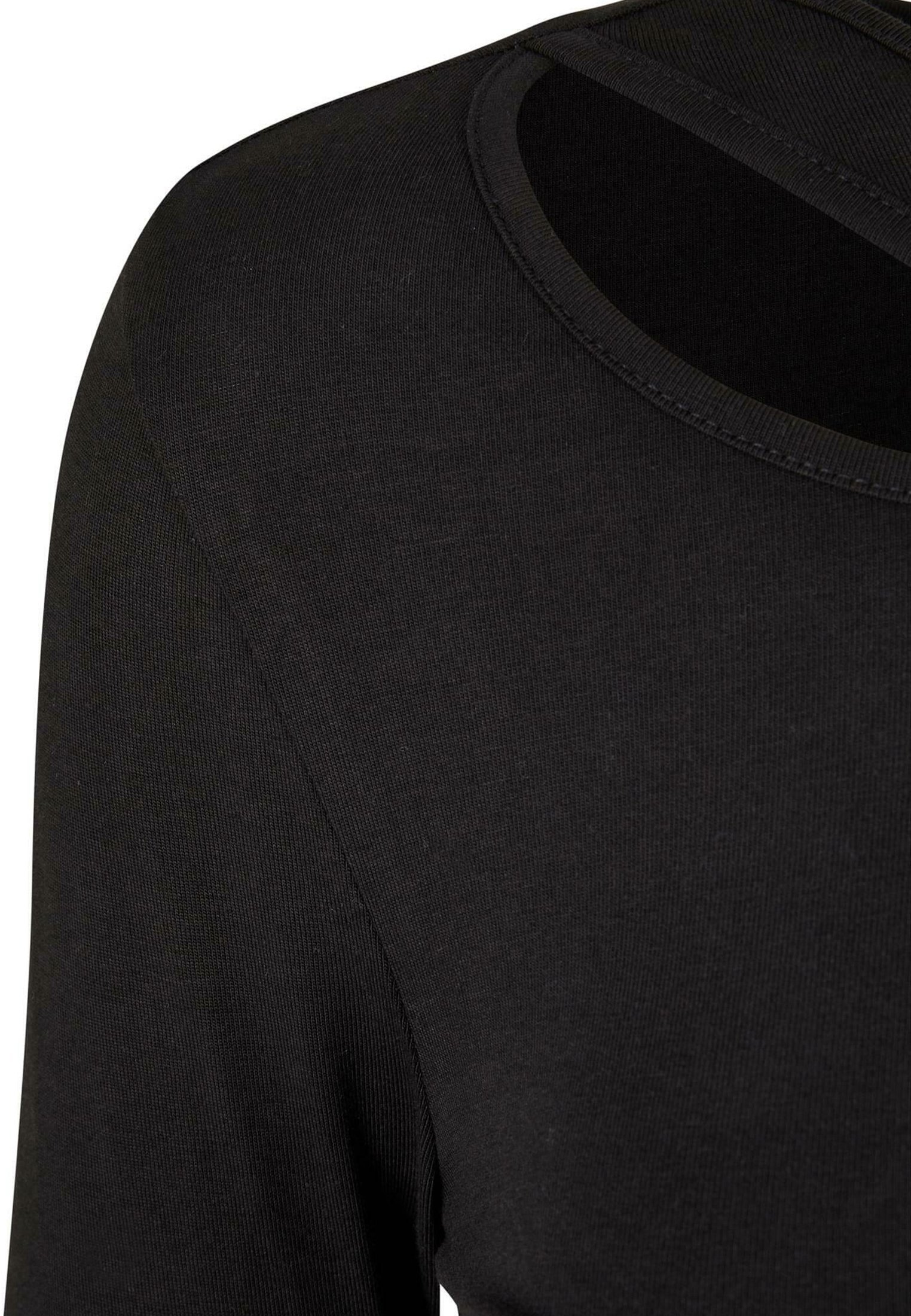 Urban Classics Top met gekruiste uitsnijdingen en lange mouwen - Zwart