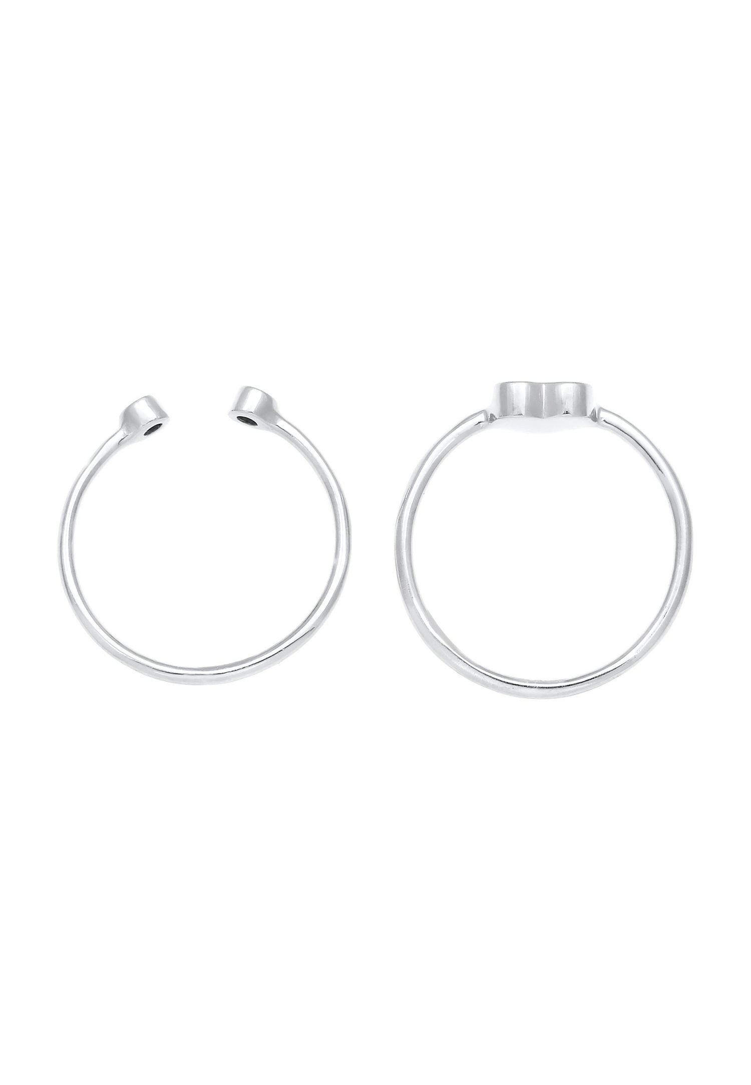 Elli Femmes coeur cristal empilé anneau set en argent sterling 925