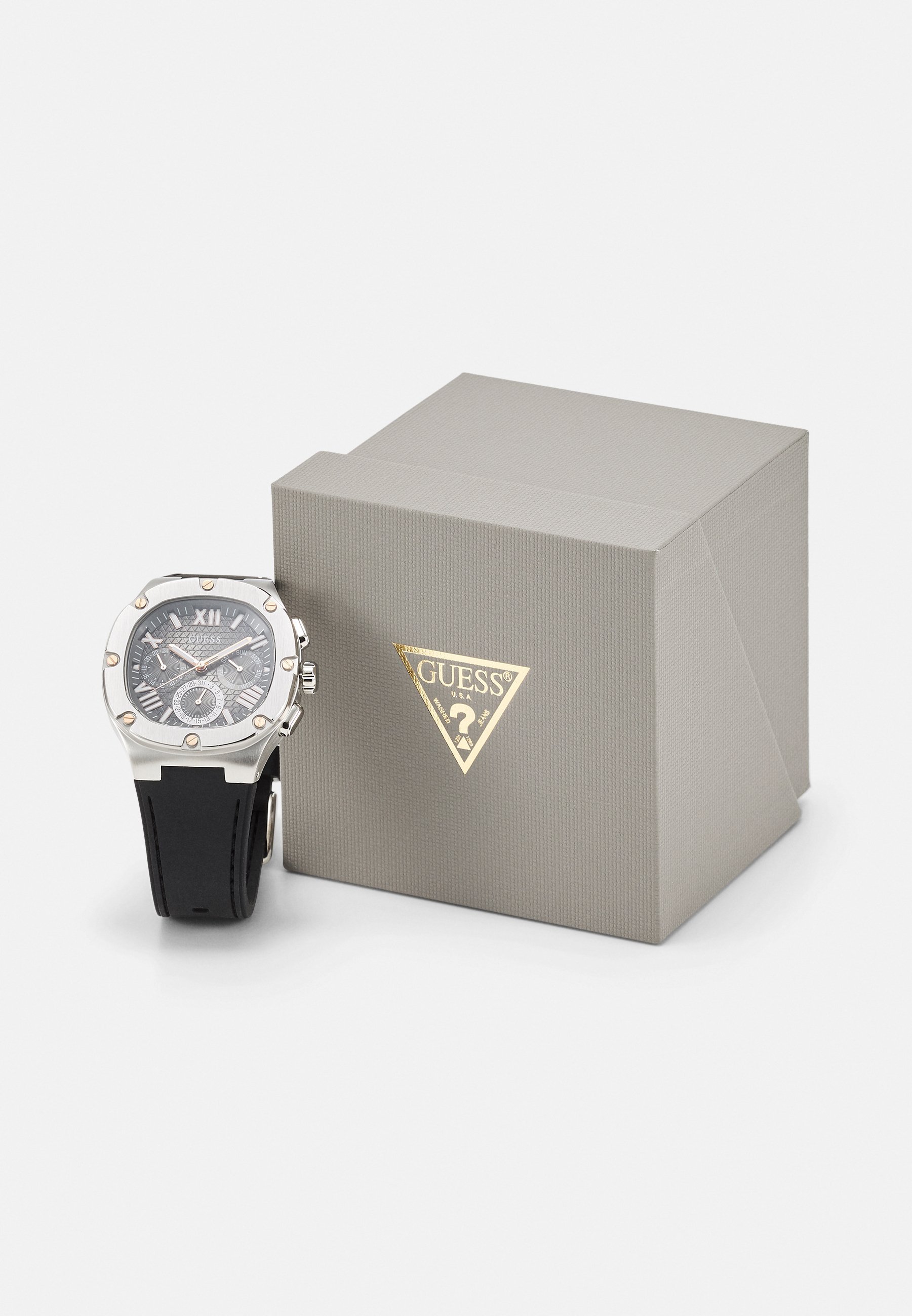 Guess HEADLINE - Chronograafhorloge - zilverkleurig/antracietkleurig/zwart