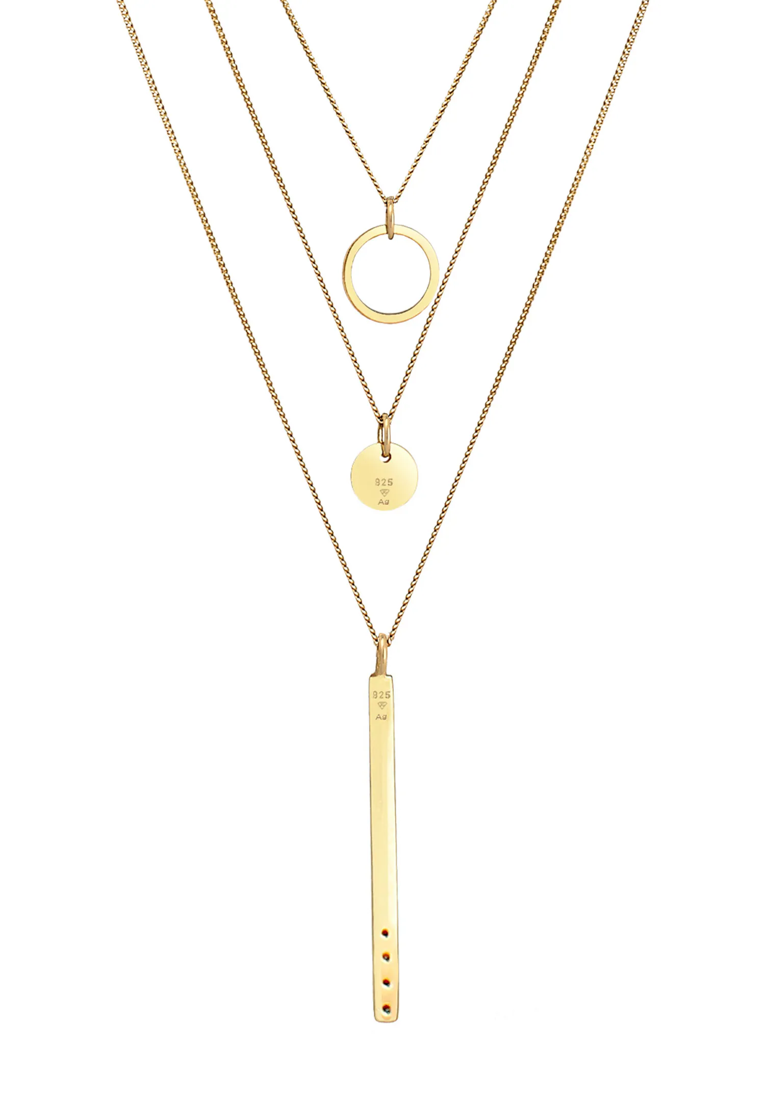 Elli Femmes géo cercle bâton Layer avec cristaux en argent sterling 925
