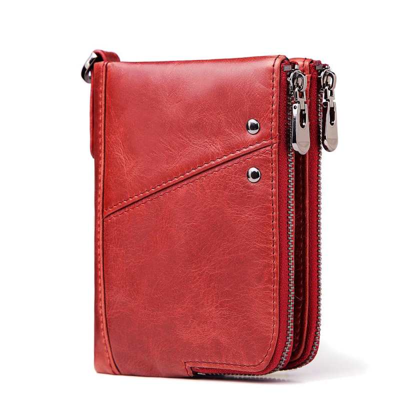Portafoglio da donna in vera pelle, portamonete rosso da donna, piccolo portafoglio Portomonee, mini porta carte da donna