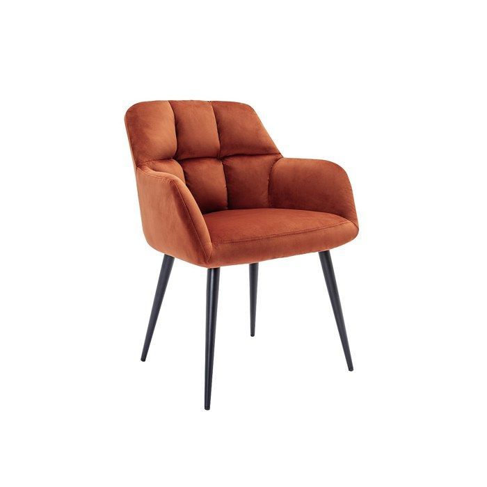 Lot de 6 chaises avec accoudoirs en velours et métal - Terracotta - PEGA