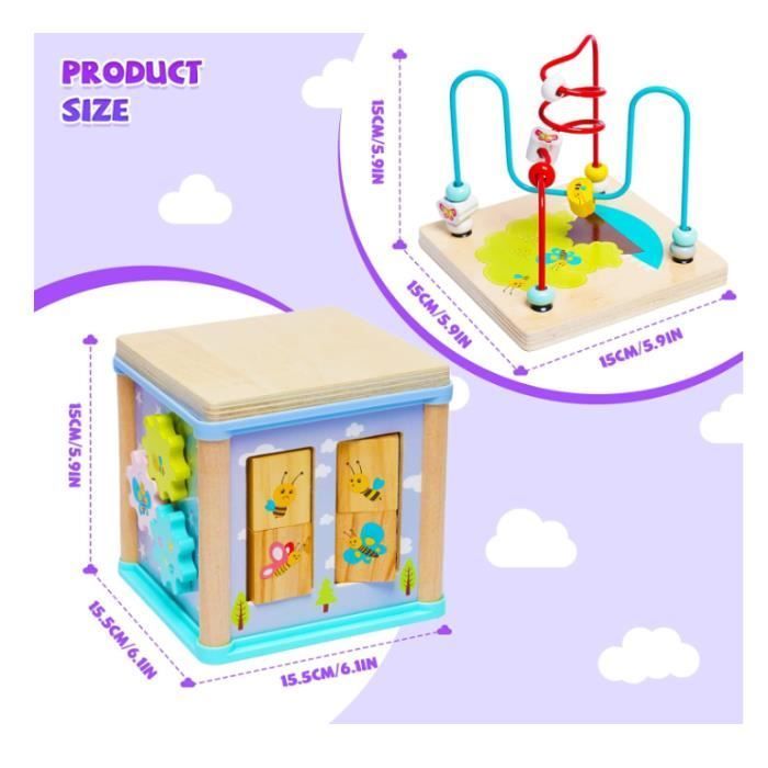 Toy - Children's Activity Cube - 5 Educational Games - Wood and Plastic - 12 Months and Up