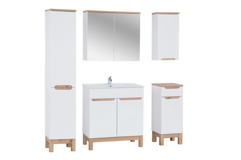 Zestaw mebli łazienkowych 80 cm Bali Biały z koszem