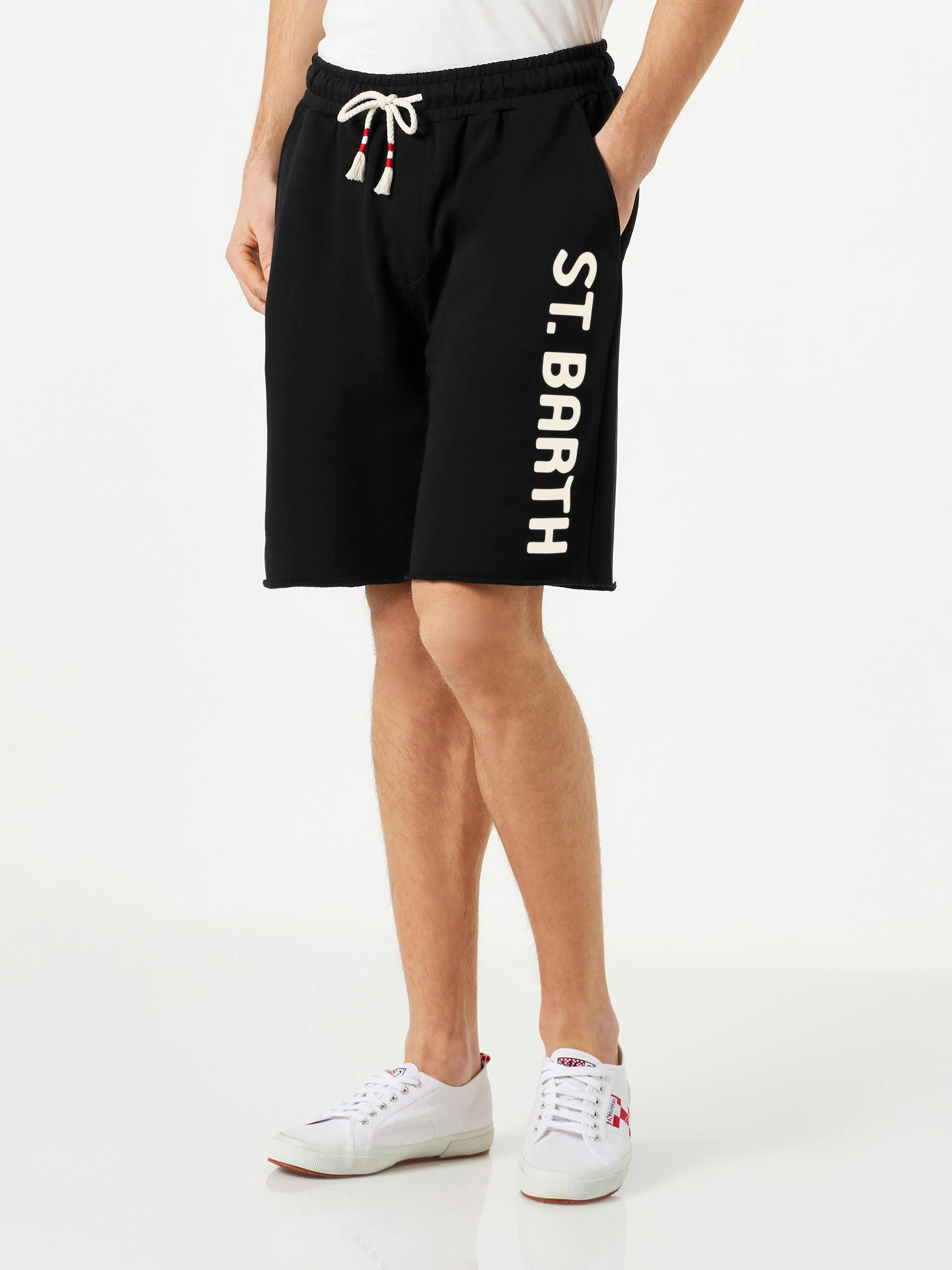 Zwarte katoenen Bermudashorts voor heren