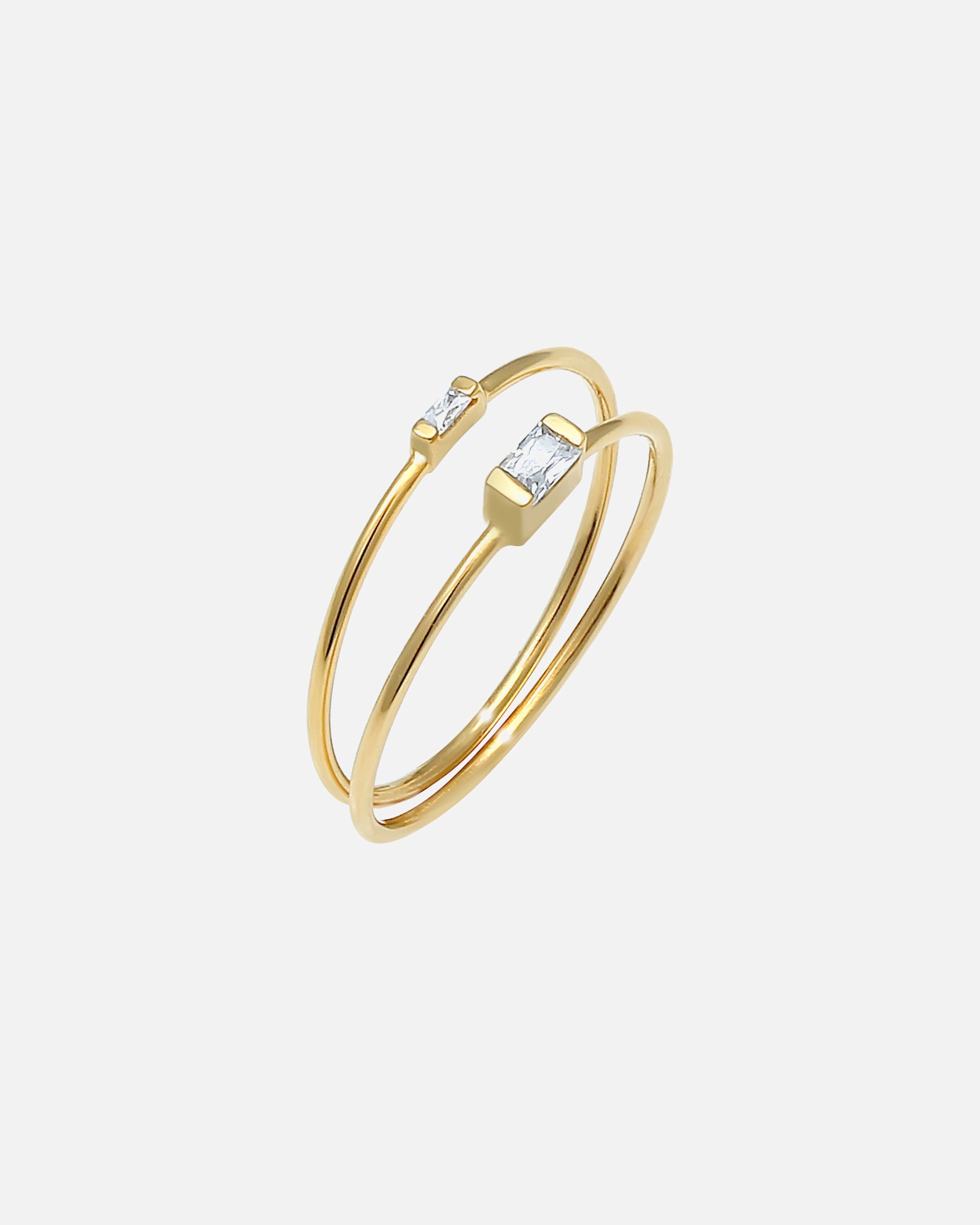Elli Bague à empiler pour dames en filigrane minimal avec pierres de zircone en argent sterling 925 plaqué or