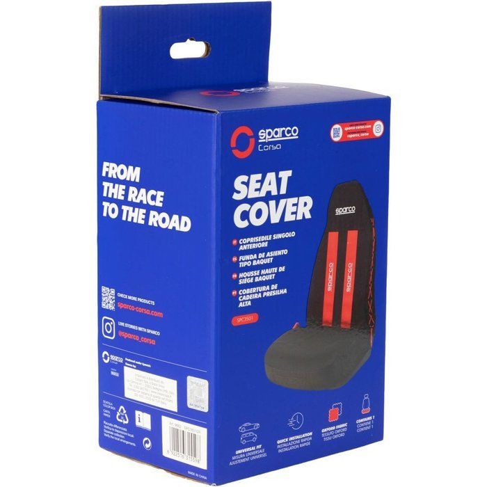 Funda para asiento de coche - SPARCO - Universal 3D - Tejido lateral - Poliéster/tejido de rizo - Bolsillo con cremallera