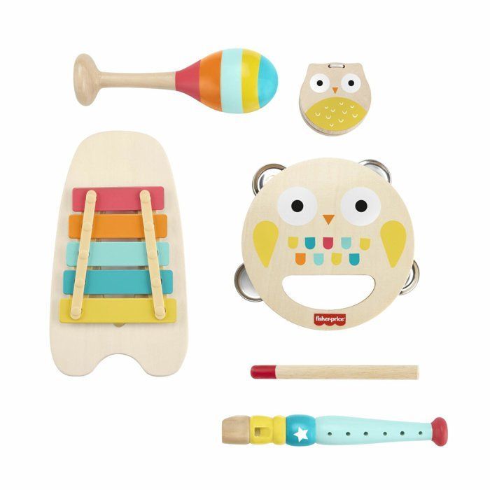 Conjunto de Instrumentos Musicais de Madeira Fisher-Price - Brinquedo Musical para Crianças