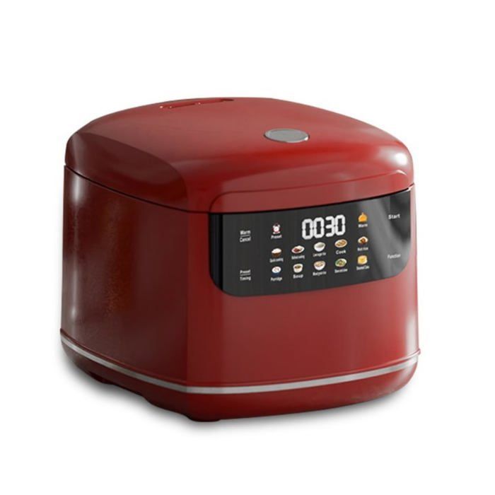 Panela elétrica multifuncional, 2L, 10 programas, timer, revestimento antiaderente, 400W, vermelha