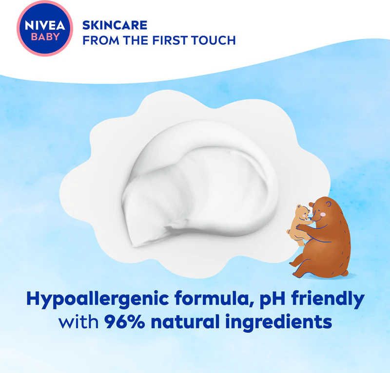 Creme hidratante suave NIVEA BABY para rosto e corpo.