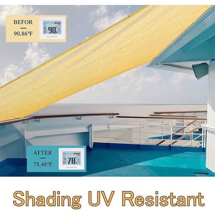 Vela ombreggiante 3 x 4 m, protezione UV 90%, parasole perforato, isolamento termico, protezione solare, beige (Dimensioni: 3 x 4 m)