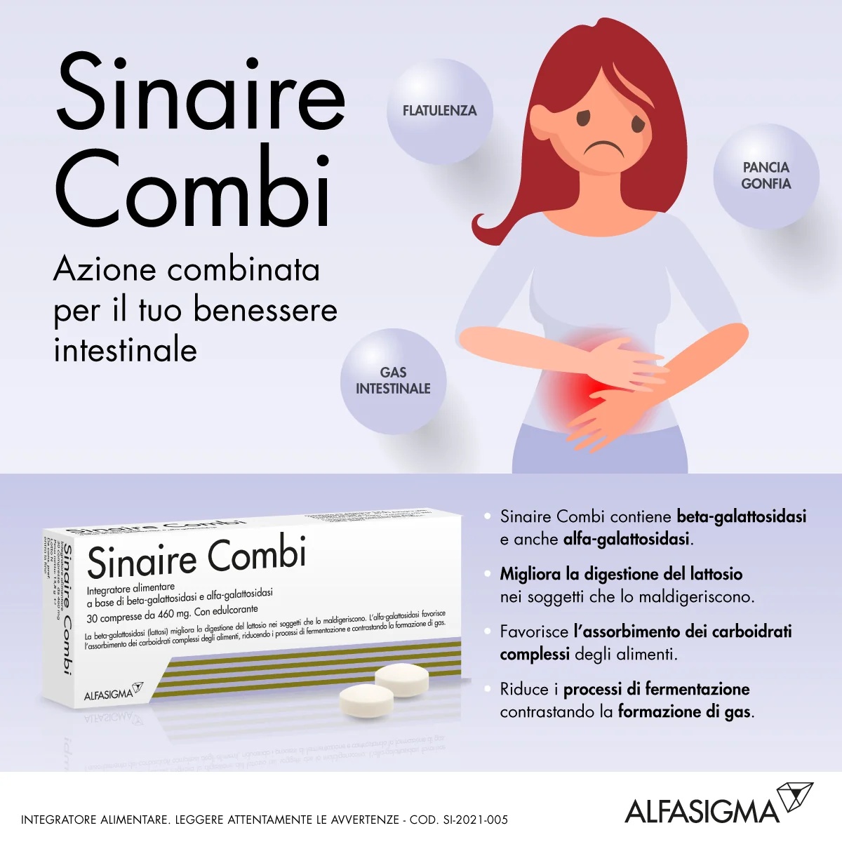 SINAIRE Sinaire Combi Suplemento Enzimático 30 comprimidos Antifermentante intestinal