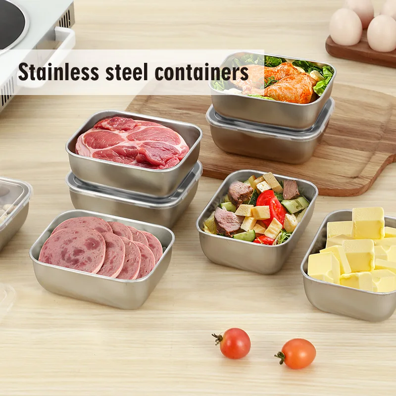 Boîte de conservation alimentaire 3/6 pièces avec couvercle, idéale pour conserver les légumes, les fruits et les ustensiles de cuisine.
