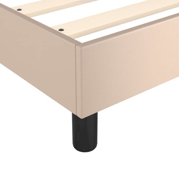 Cama de madera marrón de 200 x 200 cm - Carga máxima 150 kg - Estructura de cama de muelles color capuchino de 200 x 200 cm, polipiel 005_370017