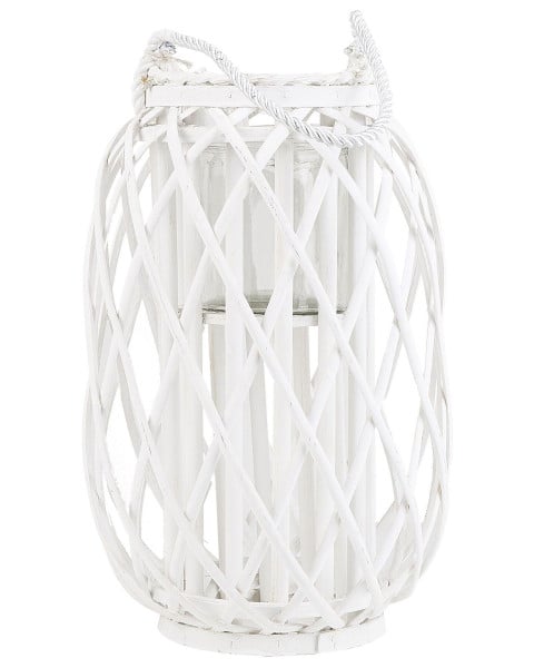 Lampion dekoracyjny latarnia drewno biały