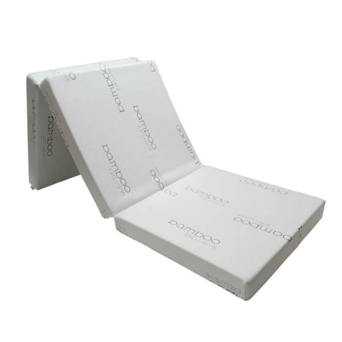 Matelas pliable NATALIA SPZOO - 1 place - Gris - Mousse - Housse lavable - 198 x 80 x 10cm