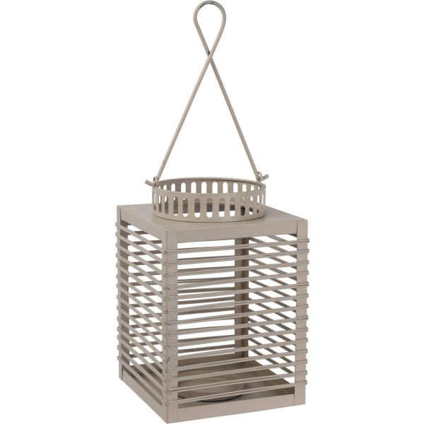 Lampion metalowy z ozdobnym uchwytem, szary