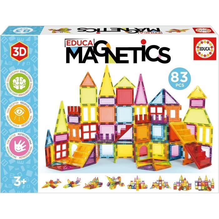 Jeu éducatif - EDUCA Magnetics - Construction 3D magnétique avec 83 pièces pour enfants dès 3 ans